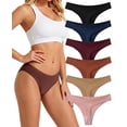thumbnail image 1 of MecTo Cotton Thongs for Women, Womens Thongs Bikini Low Rise Thong Panties, No Show Underwear, 6-Pack, 1 of 8