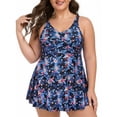 thumbnail image 1 of MecTo Women's Plus Size 2 Piece Tankini Set High Waist Tummy Control Bathing Suit with Swim Skirt, 1 of 8