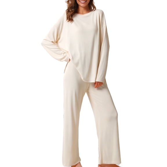 MecTo Lounge Sets for Women Casual 2 Piece Outfits Sets Long Sleeve Tops and Wide Leg Pants Tracksuits Pajama Set