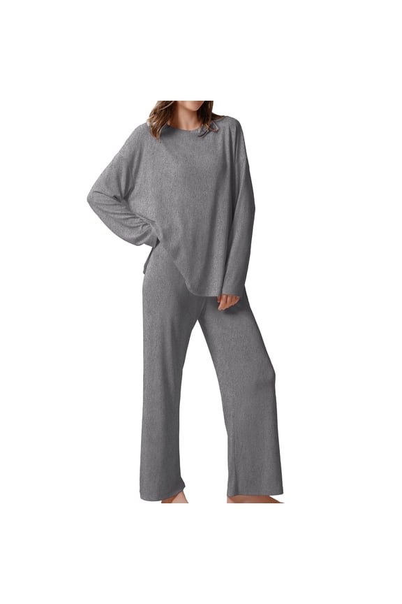 Women Pajamas Sets Oversize Long Sleeves Top and Long Pants Soft Comfy Two Piece Lounge Sets