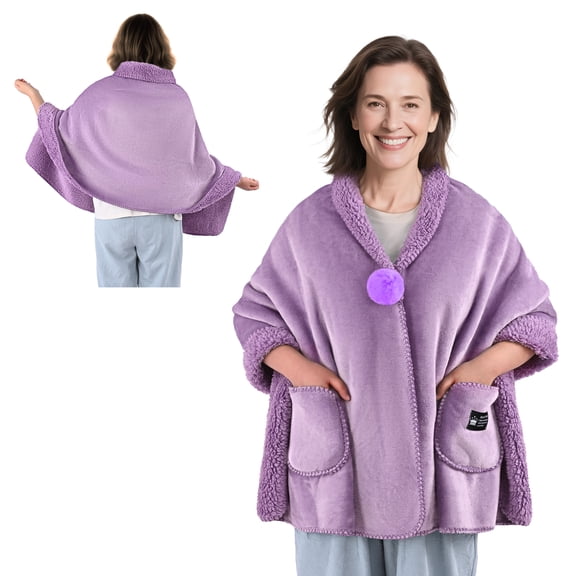 MecTo Wearable Blanket -Drape and Go No Sleeves- Lightweight Warm Wrap Shawl - Lap Blanket -Christmas Gift for Grandma and Mom
