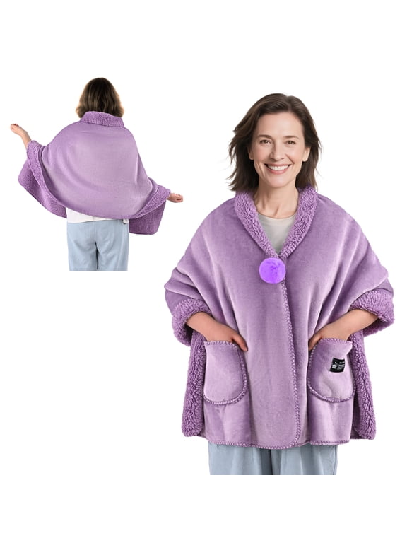 Wearable Blanket -Drape and Go No Sleeves- Lightweight Warm Wrap Shawl - Lap Blanket -Christmas Gift for Grandma and Mom