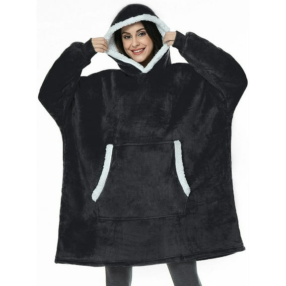 MecTo Christmas Wearable Blanket Hoodie Gift for Mom and Dad, Oversized Sherpa Fleece Blanket Sweatshirt with Sleeves & Pocket