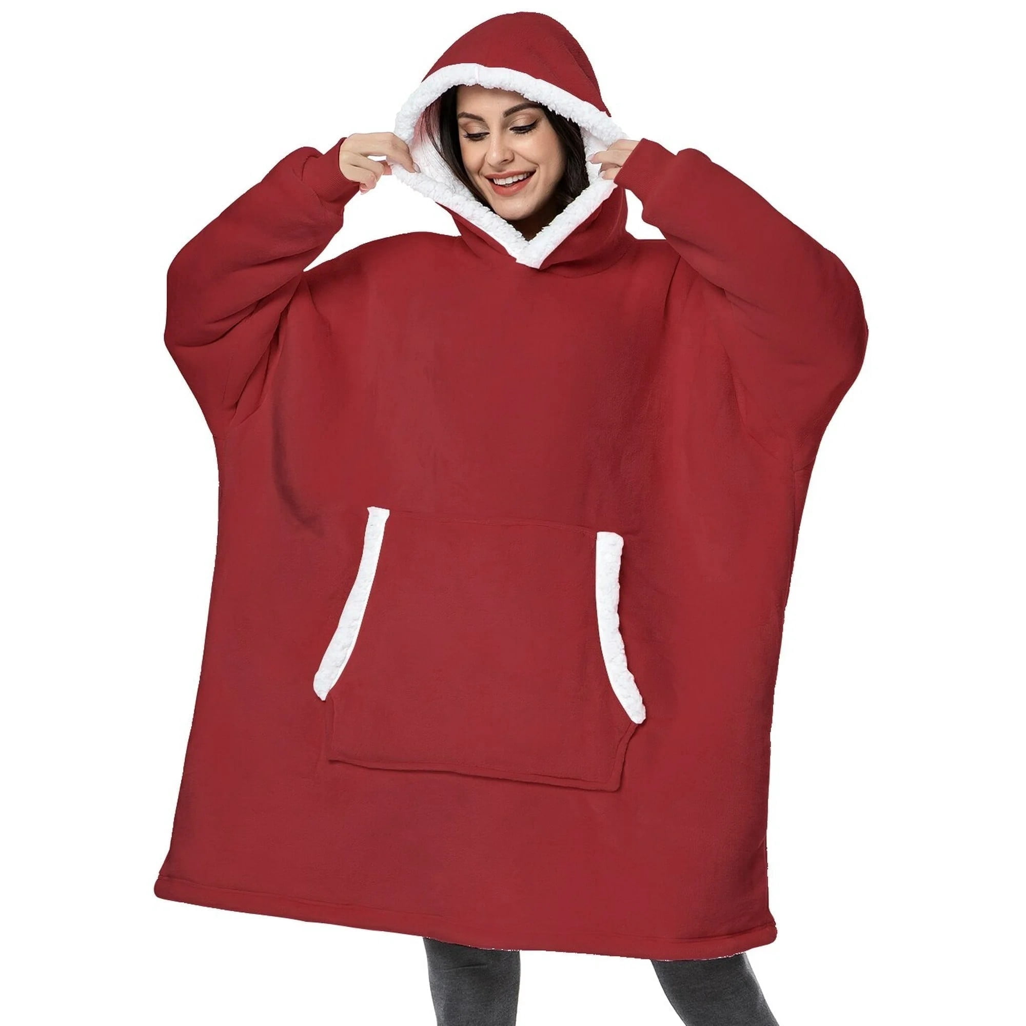 MecTo Wearable Blanket Hoodie Women’s Day Gift, Oversized Sherpa Fleece Blanket Sweatshirt with Sleeves & Pocket