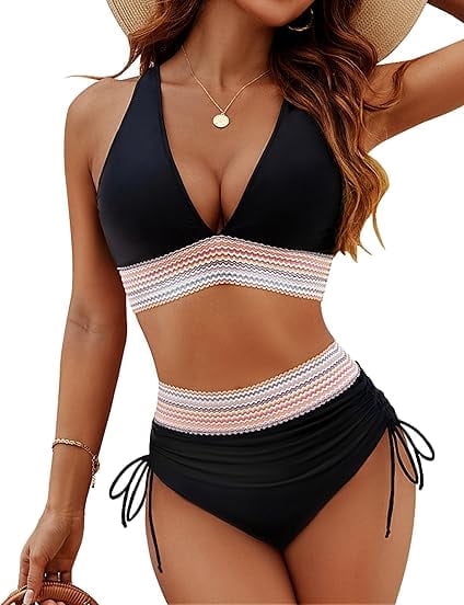high waisted bikini with push up top