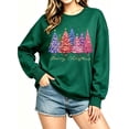 thumbnail image 1 of MecTo Women Merry Christmas Oversized Sweatshirt Colorful Pastel Xmas Tree Print Casual Crewneck Winter Holiday Pullover, 1 of 9