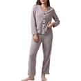 thumbnail image 1 of MecTo Women Pajamas Sets, Lady Button Down Shirts and Wide-Leg Pant with Pockets PJ, 2 piece, Size M, 1 of 9