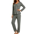 thumbnail image 1 of MecTo Pajamas Set for Women Casual Long Sleeve Twist‑front Ruffled Cuffs Sleepwear Loungewear,PJ Set 2 Piece (Women's), 1 of 9