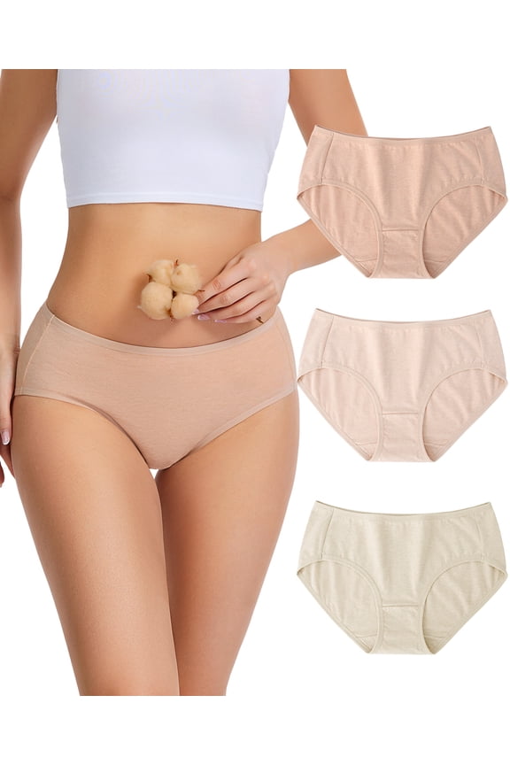 Colored Cotton Underwear for women, 3-Pack Dye-Free Cotton Briefs Breathable Ladies Panties