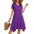 thumbnail image 1 of MecTo Summer Dresses for Women Soft V-neck Short Sleeve T shirts Asymmetrical Hem Casual Dress with Pockets, 1 of 8