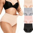 thumbnail image 1 of MecTo Womens Cotton Underwear 4 Pack High Waisted Briefs Full Coverage Breathable Ladies Panties Plus Size, 1 of 7