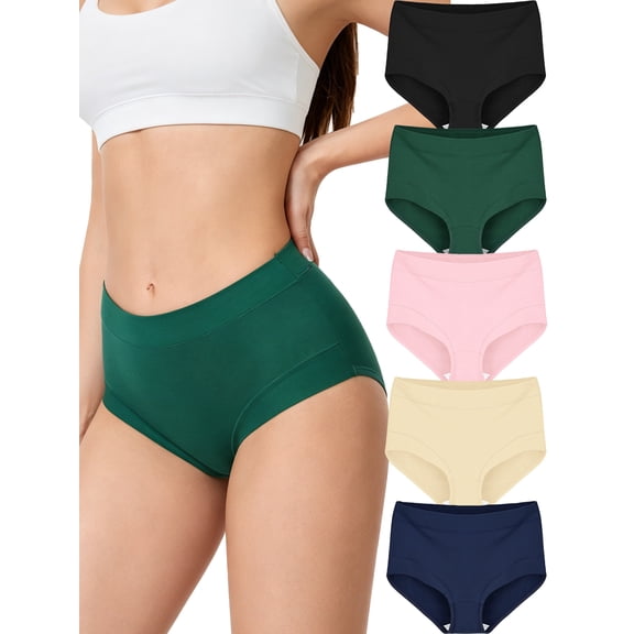 MecTo Womens Cotton Underwear 5 Pack Hipster Panties Soft Cotton Briefs Moisture Wicking Ladies Underpants