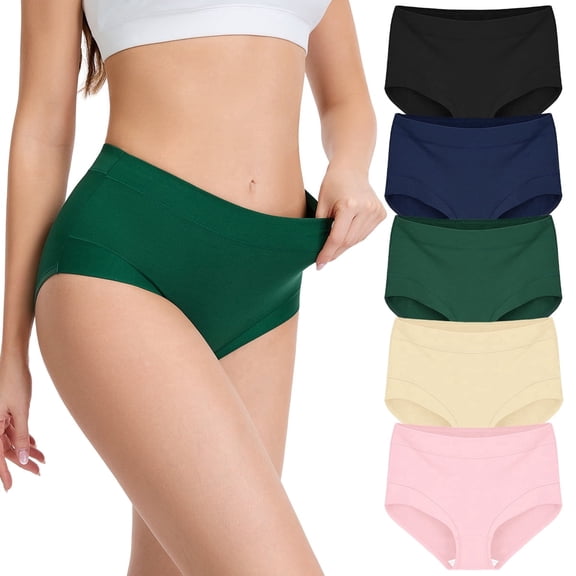 MecTo Womens Cotton Underwear 5 Pack Hipster Panties Soft Cotton Briefs Moisture Wicking Ladies Underpants