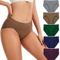 thumbnail image 1 of MecTo Women's Cotton High Cut Underwear 5 Pack Soft Breathable French Cut Panties, 1 of 6