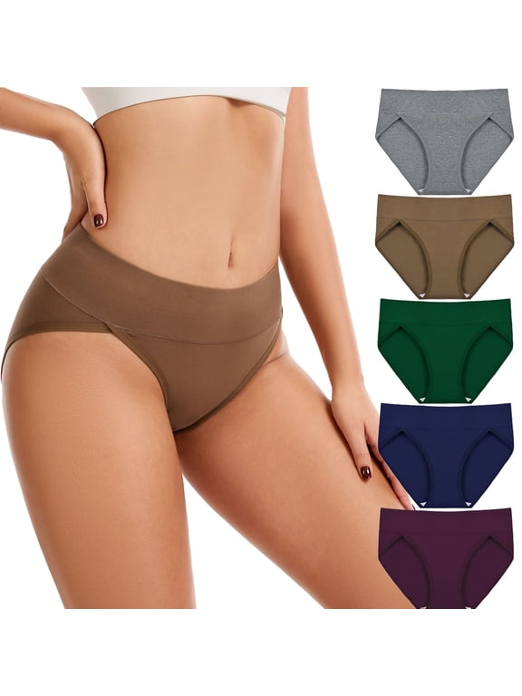 Women's Cotton High Cut Underwear 5 Pack Soft Breathable French Cut Panties