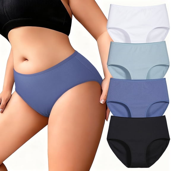 MecTo Womens Cotton Underwear Plus Size Stretch Briefs High Waisted Full Coverage Breathable Panties