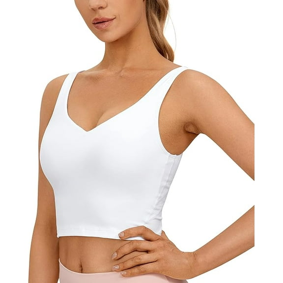 MecTo Womens' Sports Bra Longline Wirefree Padded with Medium Support, Sports Bras for Women, Workout Crop Tank Tops Padded