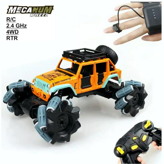 MecaNum R/C Drift Car Hand Gesture Dual Remote Control Stunt Truck Toy Metal Chassis Rechargeable