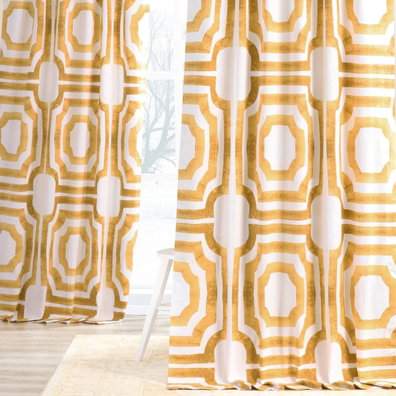 Mecca Gold Printed Cotton Curtain (1 Panel), Mecca Gold, 50W X 84L