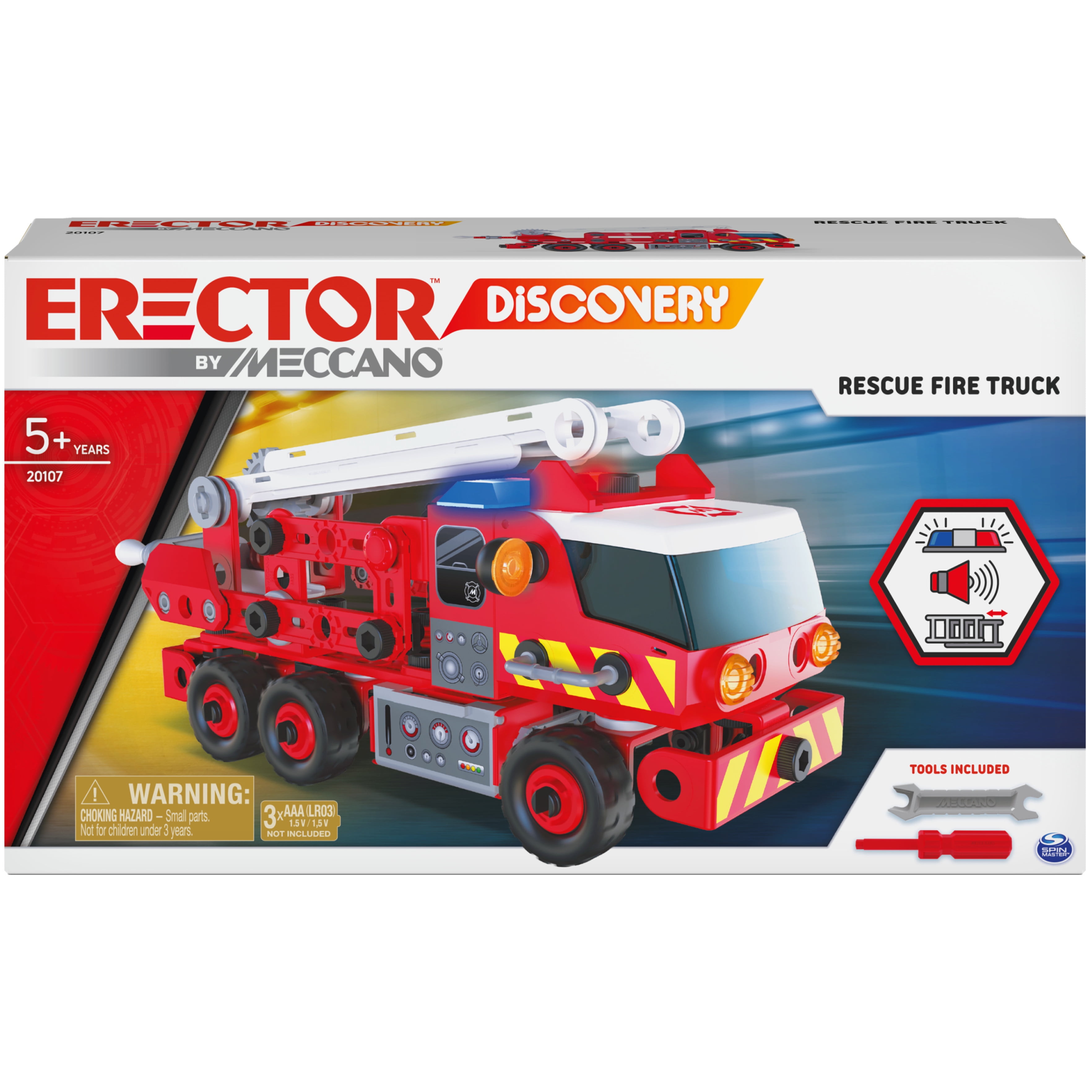 Meccano Fire Truck Toy Model Car Kit 152 pcs Battery Powered