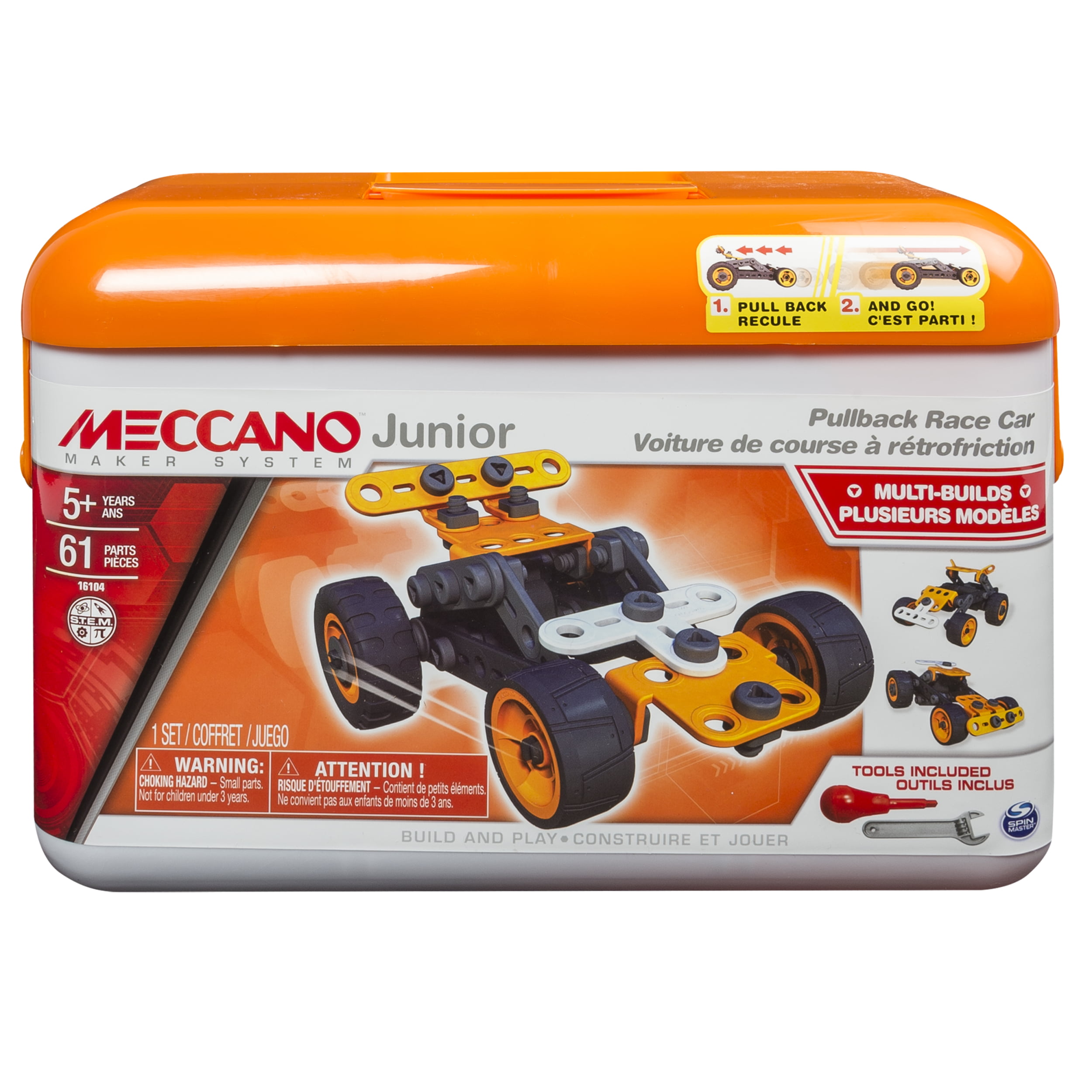 Meccano Junior Toolbox Pullback Race Car 5 Model Set