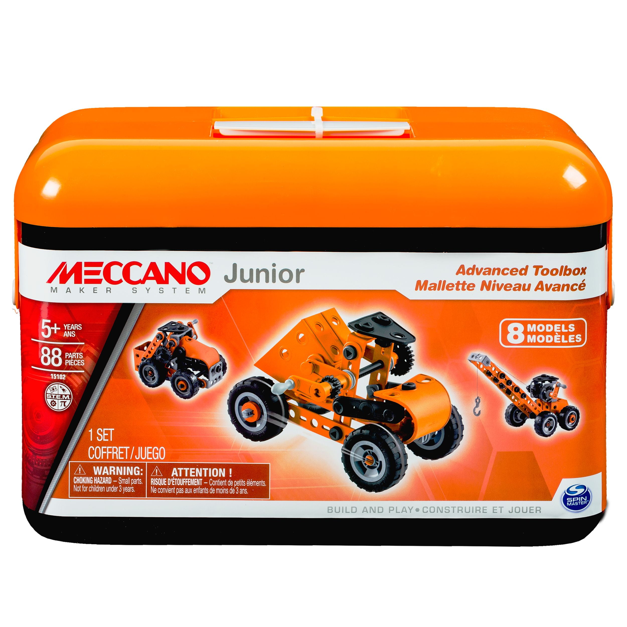 Meccano by Erector, Junior Advanced Toolbox, 8 Model Building Kit