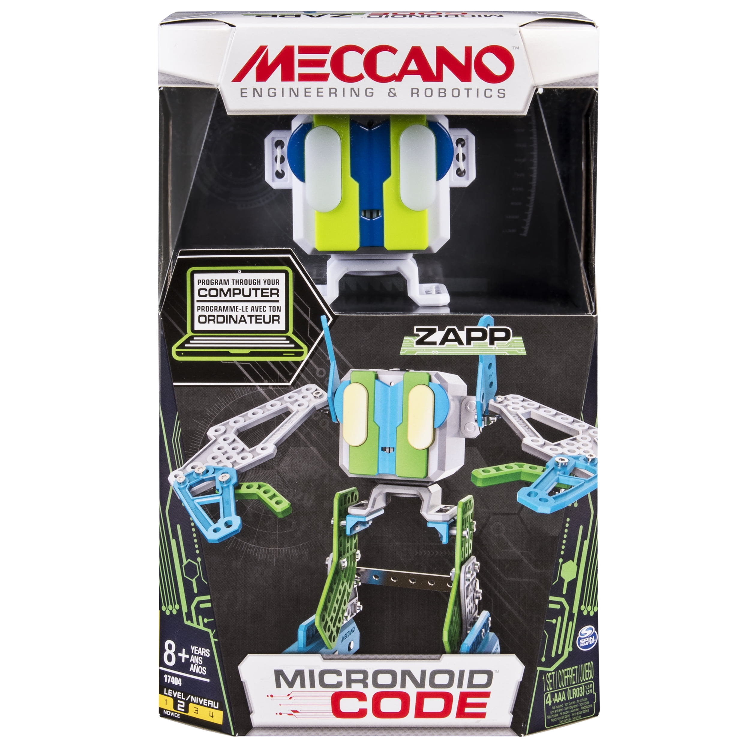 mangfoldighed Uensartet jeg læser en bog Meccano by Erector, Micronoid Code Zapp Programmable Robot Building Kit -  Walmart.com