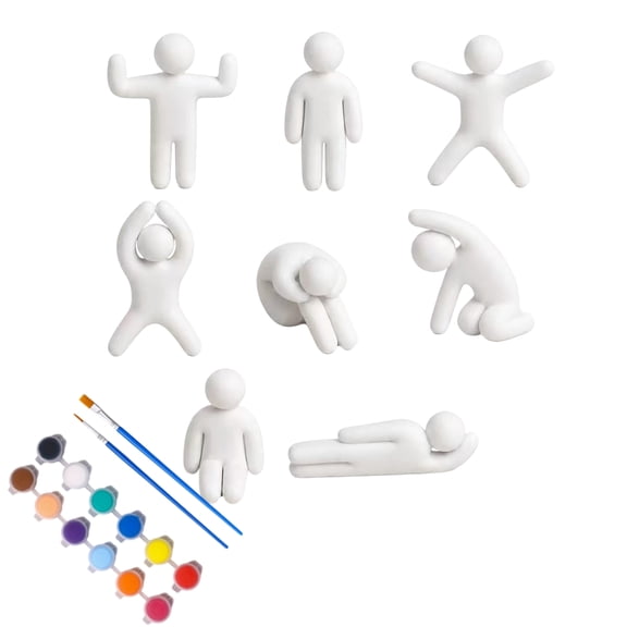 Meccha Chameleon Assorted Posture Paintable Miniatures, Full Set Of 8 Unique Pose 3D Printed Figurines, Blank Surface For Hand Painting And Camouflage Prank Activities