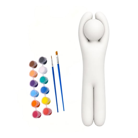 Meccha Chameleon Blank DIY Human Figures, 3D Printed, Multi-Pose, Paintable | Stick On Walls for Game Scene Decor,1 Unique Hide & Seek Pose, - Includes Paint Set & Brush