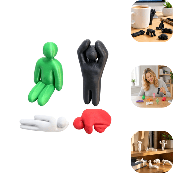 Meccha Chameleon Game Mini Figurine, 3D Printed Hide and Seek Cute Statue Model Character, plastic Figure Funny Presents for Super Chameleon Game Lovers Kids A-4pcs
