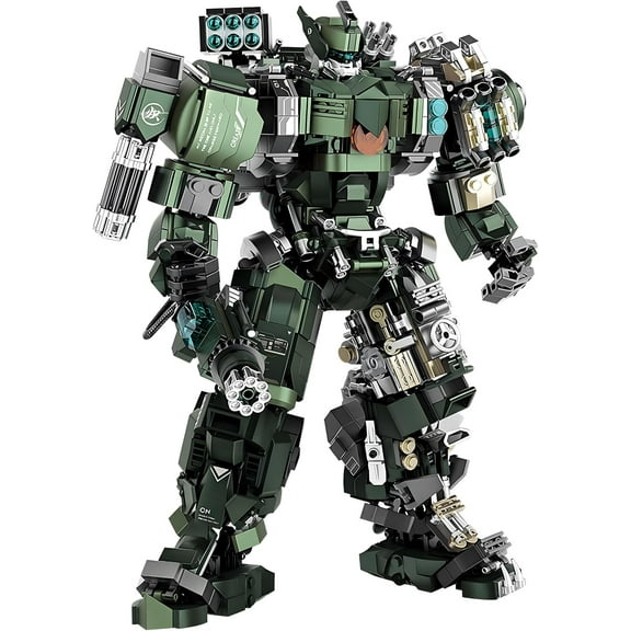 Mech Building Blocks Set for AdultsMotorized Robot Model Building Kit with Multiple Weapons, Hard Core Industrial Style Collectible Gifts for Man Boys Ages 12+