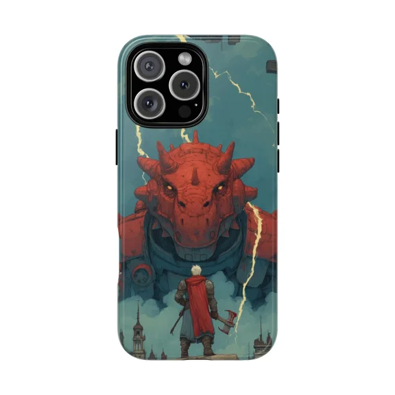 Mech Dragon Fearless Hero Battle Scene Case for iPhone 17 11 12 13 14 15 16 Pro Max