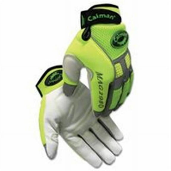 Mech Glv Hi-Vis Goat Grain Palm - Hi-Viz Lime Green - 2X-L