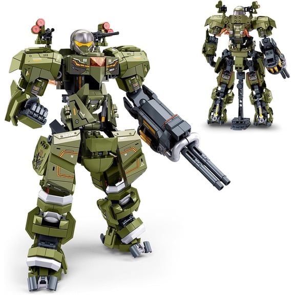 Mech Robot Transforming Building Blocks Set for Adults, Green City Protector Mecha Model Action Figures, Cool Creative Robots STEM Toys Gift for Teens Boys, 598 Pieces