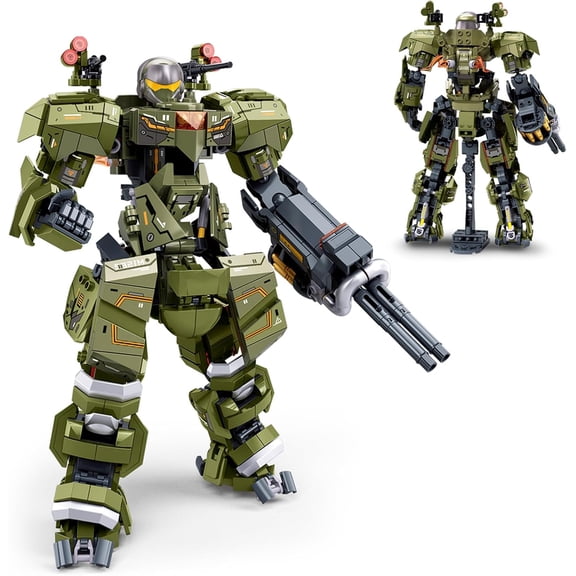 Mech Robot Transforming Building Blocks Set for Adults, Green City Protector Mecha Model Action Figures, Cool Creative Robots STEM Toys, 598 Pieces