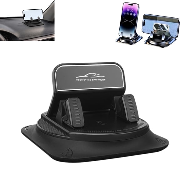 Mech Style Car Phone Mount, 360 Degree Rotation Dashboard Phone Holder, Washable Gel Base Non-Slip Grip for Car Navigation iPhone & Android Phones