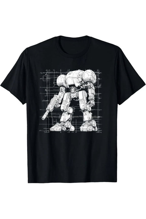 Mech Warrior Sketch Shirt Tech Robot Fighter T-Shirt