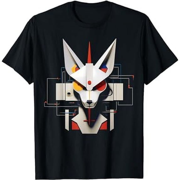 Mech style Large size Fox Fantasy Artwork Geometric - Animal Art Fox T-Shirt