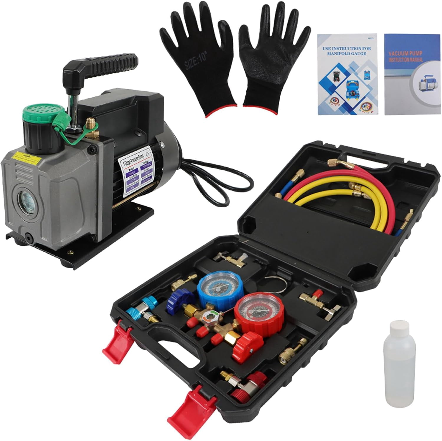 SHZAITOR Vacuum Pump 4CFM 1/3HP 3000 psi (20.7 MPa) Vacuum Pump Black