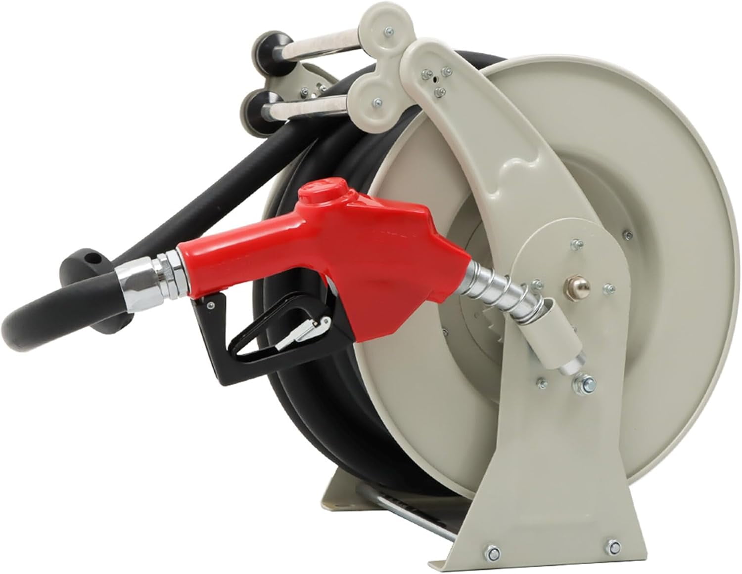 MechEquip Fuel Hose Reel 1 x 50 with Fueling Nozzle Fuel Hose Reel Heavy Duty Carbon Steel Maximum Pressure 300PSI