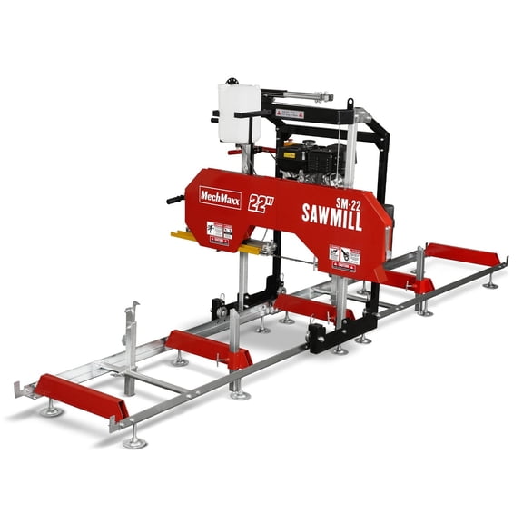 MechMaxx 22" Portable Sawmill, KOHLER 9.5hp 277cc Gasoline Engine, 18" Board Width, 13' Track Length , SM-22