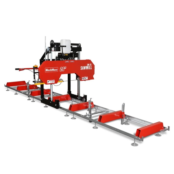 MechMaxx 26" Portable Sawmill (5x Blades Included), KOHLER CH440 429cc E-Start Gasoline Engine, 20" Board Width, 20' Track Length (13' Track Length + 6.4' Track Extension Included) , SM-26