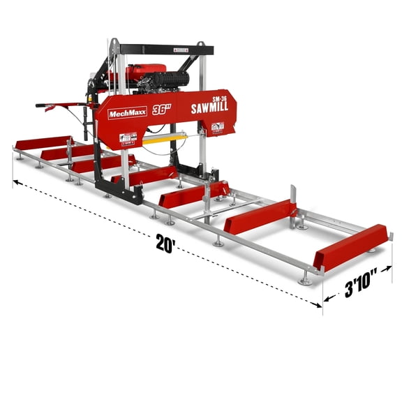 MechMaxx 36" MAX Portable Sawmill, 25HP 750cc ZONSEN V-Twin Engine, 36" Board Width, 20' Track Length, SM-36MAX