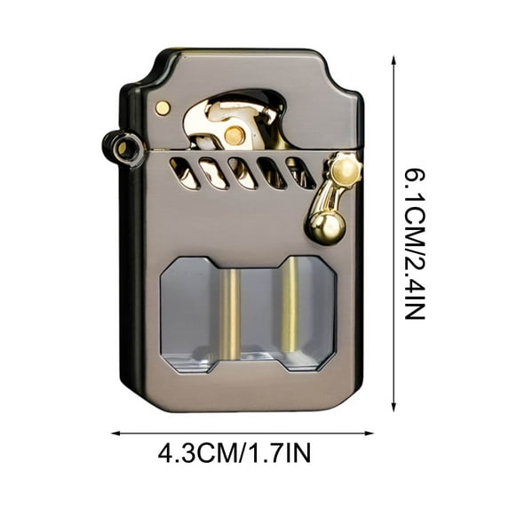 Mecha Metal Rocker Lighter, Retro Transparent Oil Tank Metal Rocker Kerosene Lighter, Retro Metal Rocker Kerosene Windproof Lighter