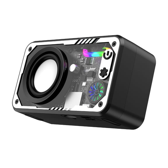Mecha Transparent Bluetooth Speaker, RGB Music Sync LightSubwoofer, TF Card for Gaming
