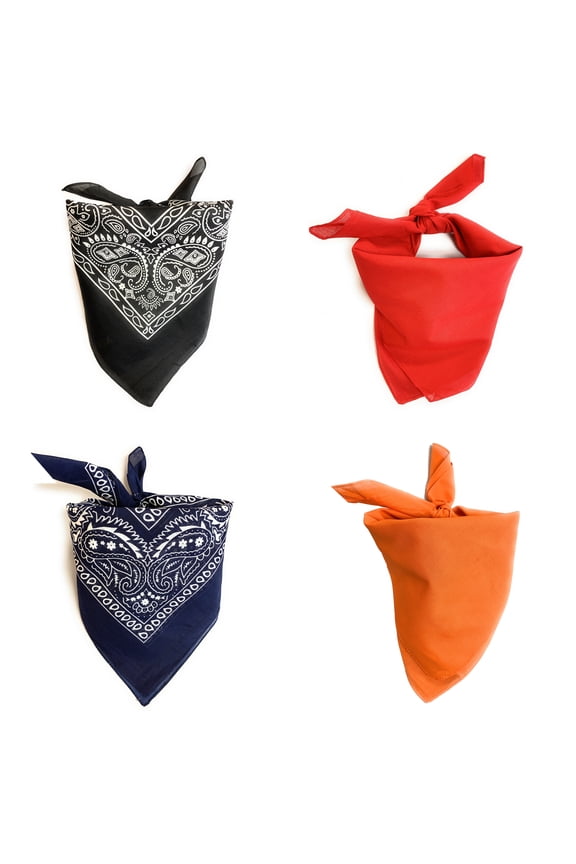 6 Pack Soft Polyester Scarves Neckerchief - Bulk Wholesale (Mix Solid and