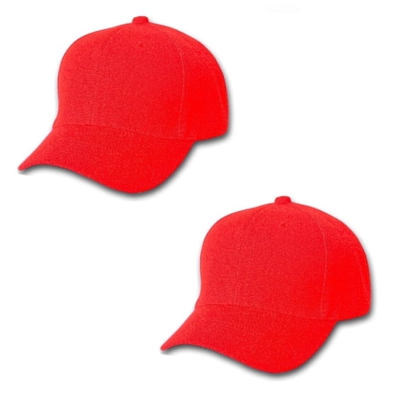 Mechaly Comfortable Solid Unisex Baseball Cap Hat - 2 Pack (Red)