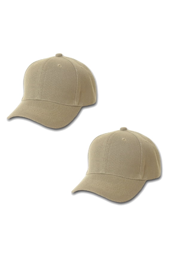 Comfortable Solid Unisex Baseball Cap Hat - 2 Pack (Tan)