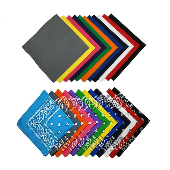 Mechaly Kerchiefs Cotton 22 x 22 In Headband - Paisley and Solid Colors (Mix)