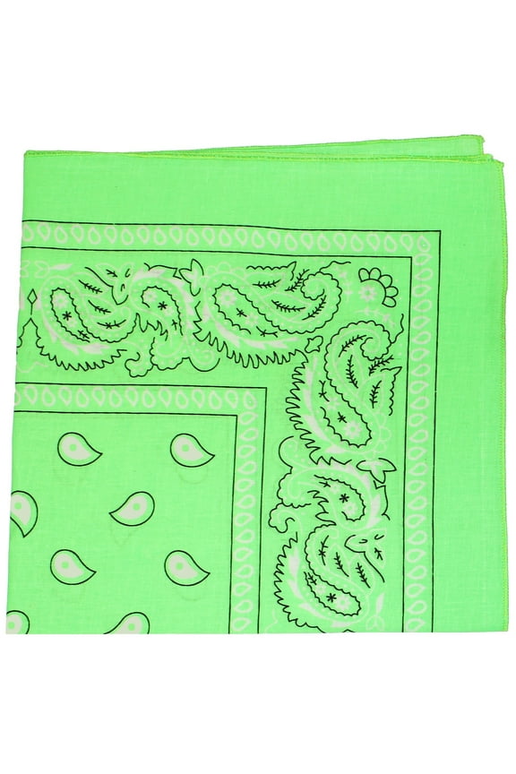 Paisley 100% Cotton Bandanas - 6 Pack (Neon Green)